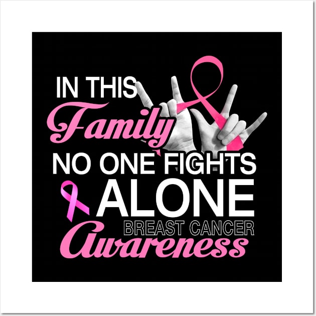 In Family No One Fights Alone Breast Cancer Awareness Wall Art by Fowlerbg